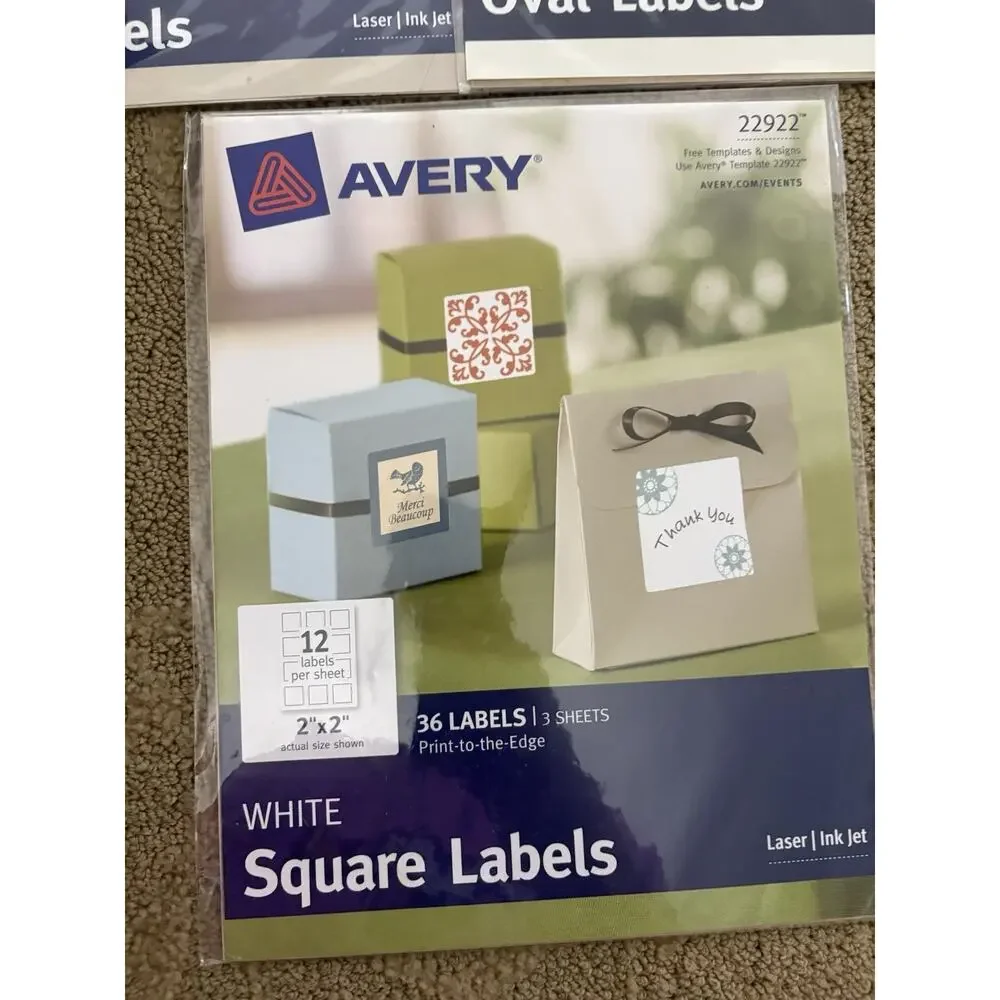 Mixed Lot 3 Avery Labels‎ - Round Labels 22926, Square 22922, Oval 22931 See Pic
